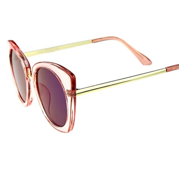 Women's Crystal Frame Colored Mirror Cat Eye Sunglasses - Picture 4 of 10